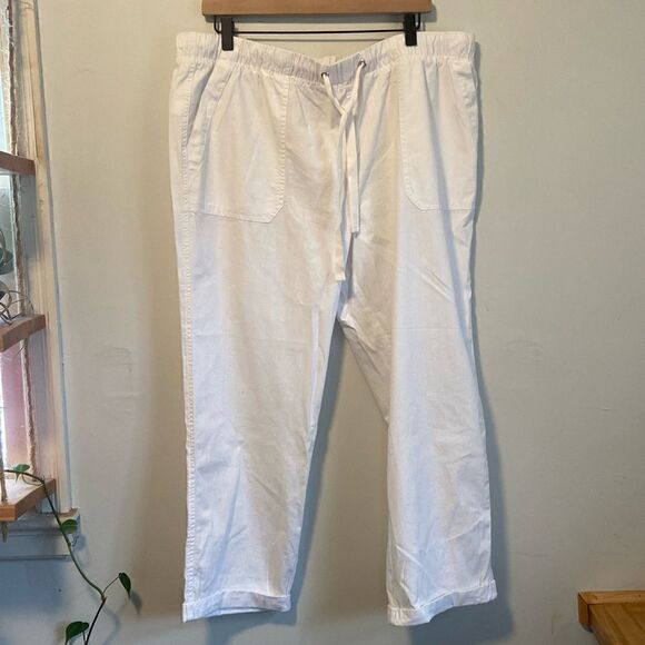 LOFT Outlet White Lightweight Cotton Drawstring Waist Pants Size XL NEW - Picture 1 of 9
